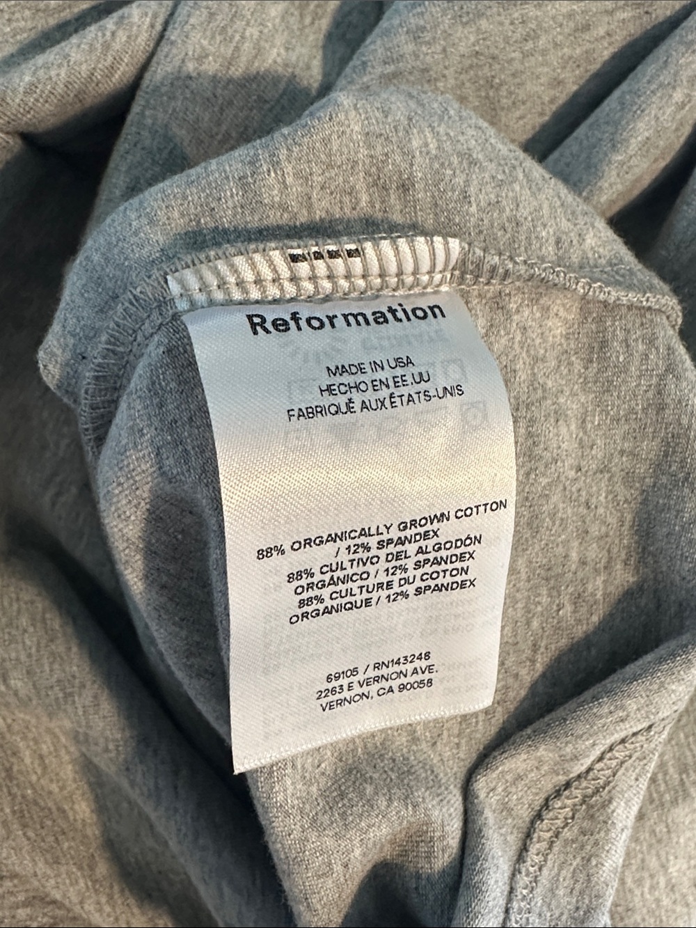 Reformation Bijou Grey Stretch Knit Racerback Midi Dress Minimalist Bodycon New! - Picture 6 of 7